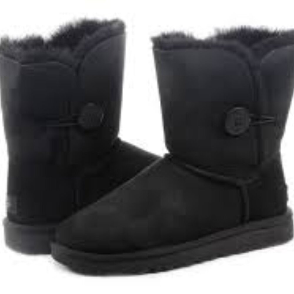 UGG Women's Black Bailey‎ Button II Suede Ankle Winter Snow Boot Size 6